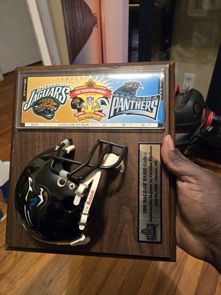 1995 Hall Of Fame Game Jags vs Panthers Helmet And Ticket