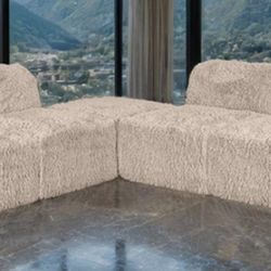 Brand New Taupe Compressed Foam Modular Design Sectional Sofa w Ottoman 