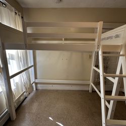 White Twin Loft Bed With Ladder