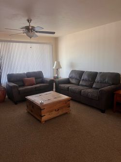 Couch and loveseat set with side table