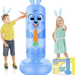 YORWHIN 66 Inch Inflatable Punching Bag for Kids Bunny Toys Boxing Bag with Stand Karate Gifts for Boys for Birthday Children's Day for Training MMA K
