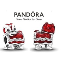 PANDORA Chinese Lion New Year Charm w/box