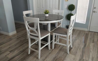 Beautiful round farmhouse counter height dining table