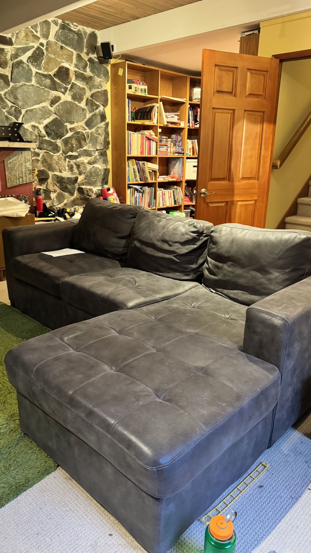 Free Grey Pull out couch Sofa Bed With Storage (Dirty -See Description)