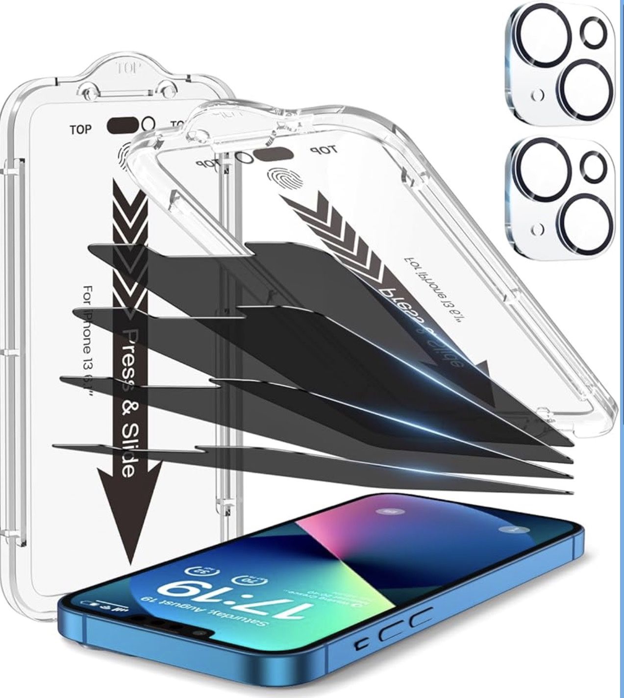 EZ-GLAZ-4+2 Pack for iPhone 13 Privacy Screen Protector[6.1 inches] With Camera Lens Protector, [Drop Protection] 9H Hardness Full Coverage Anti-Spy T