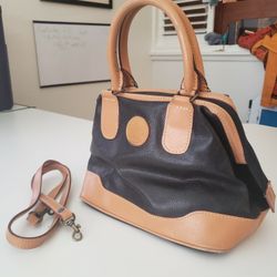 Roberto Roma Black Tan Leather Handbag Purse 