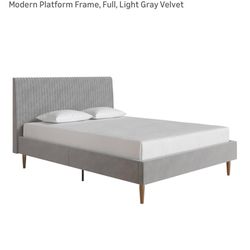 Mr. Kate Daphne Upholstered Bed – Full, Light Gray Velvet