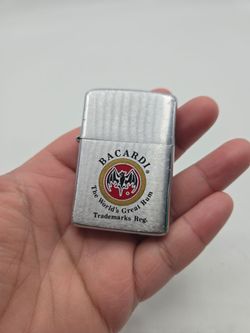 Vintage 1972 Zippo Lighter with BACARDI BAT logo Rum Used *EMPTY/DRY*