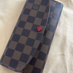 Louis Vuitton Damier Ebene Emilie Wallet Red