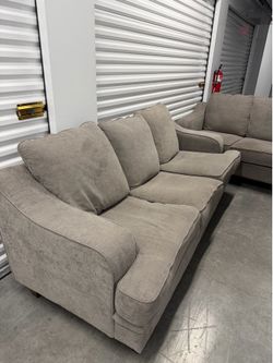Grey Fabric 3-Seater Sofa and Matching Loveseat Set
