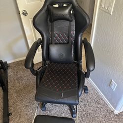 Gaming Chair, Office Chair Black and Red with Footrest