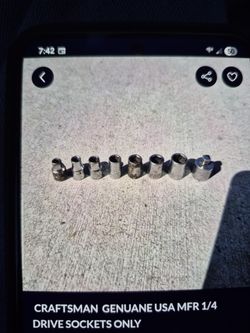 Craftsman Genuane USA mfr 1/4dr Sockets Only