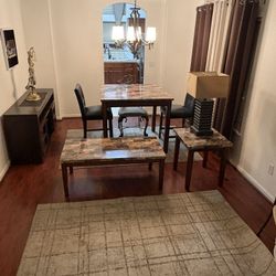 Pub Style Table With Backbar And Matchin Table Set