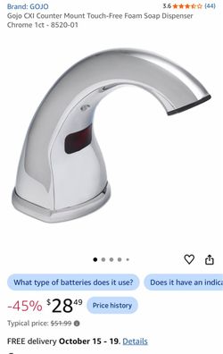 GOJO CXI Counter Mount Touch-Free Foam Soap Dispenser 8520-01