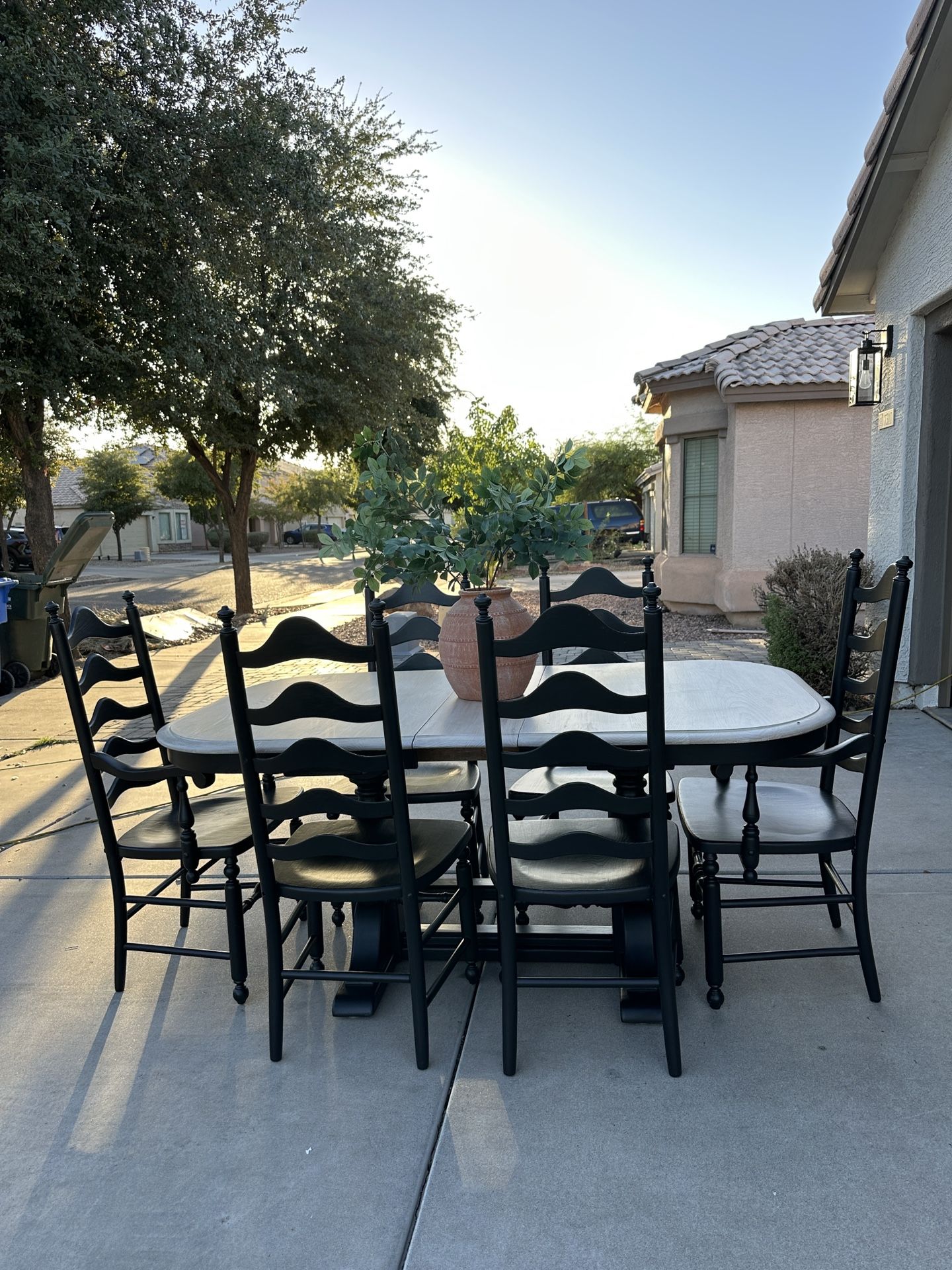 S. Bent & Bros Dinning Table Set Wood Vintage Colonial