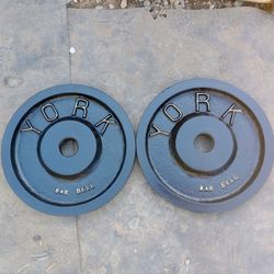 Vintage 1930's York Barbell Olympic Unmarked 35lb pair