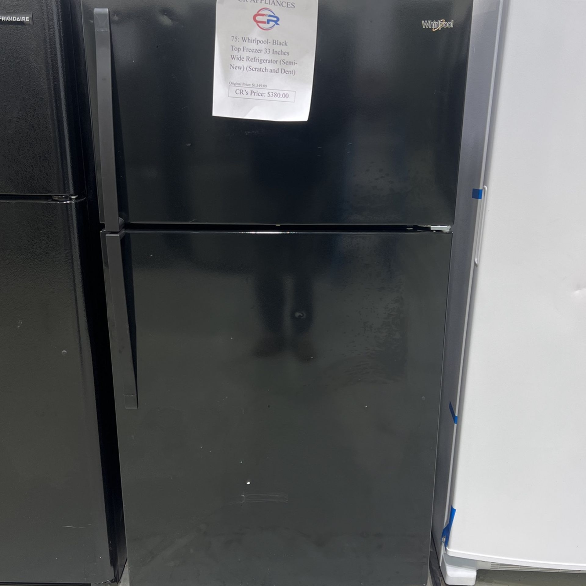 Whirlpool Black Top Freezer 33 Inches Wide Refrigerator