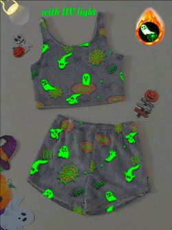 Halloween Glow-in-the-Dark Fleece Pajama Set