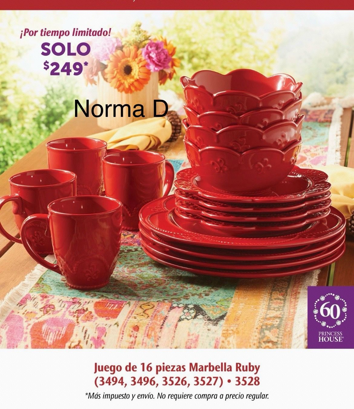 Vajilla Ruby De 16 Piezas Nuevas En Sus Cajas 🌺 Princess House 🌺