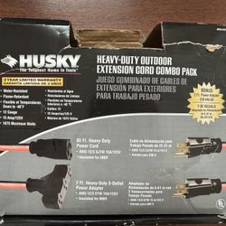 Husky Heavy Duty Outdoor  Extension Cord Combo Pack - New 