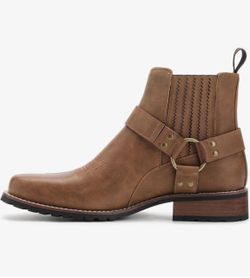 Brown Leather Harness Chelsea Ankle Boot
