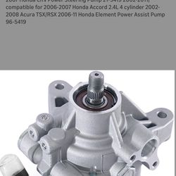 2007 Honda CRV Power Steering Pump 21-5-2011| compatible for 2006-2007 Honda Accord 2.4L 4 cylinder 2002-2008 Acura TSX/RSX 2006-11 Honda Elem