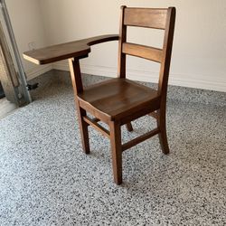 Antique Student Chair And Built In Desk