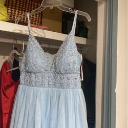 Blue Beaded Top Dress