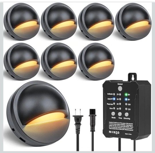 Low Voltage Deck Lights Kit with Transformer Photocell Sensor and Timer IP67 Waterproof Fence Lights UL Listed Wire for Outdoor Garden Patio Landscape