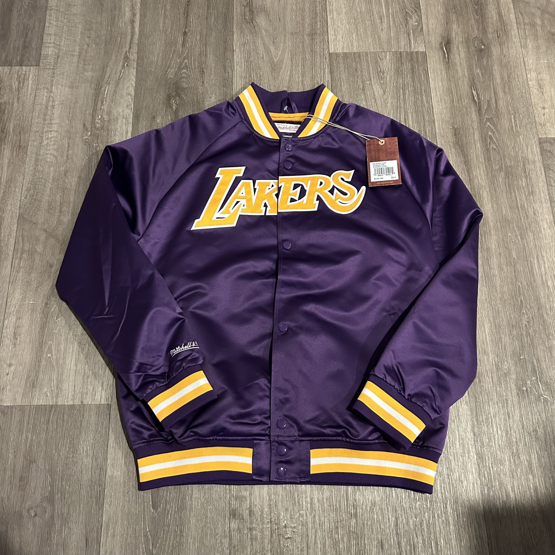 Mitchell and Ness NBA Los Angeles Lakers Satin Lightweight Jacket Men's Size Large