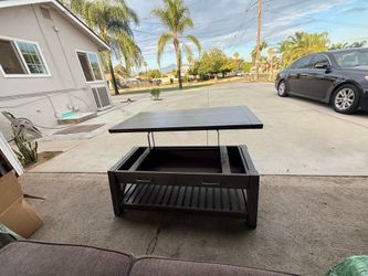 Lift-Top Coffee Table w/ Storage Drawers & Shelf – Rustic Gray