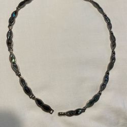 925 Sterling Silver Link Necklace; Vintage Modernist Design.