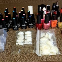 Nail Supplies 25 Gel Polishes 25 Regular Polishes & Multiple Styles of Nail Tips $25 for All