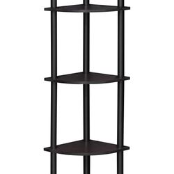 Furinno Turn-N-Tube 5 Tier Corner Display Rack Multipurpose Shelving Unit, 1-Pack, Dark Walnut