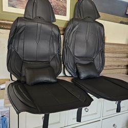 2 Front Seat Cover Leather Universal Fits Any Car 
