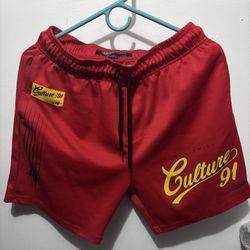 Brooklyn Cloth Men's Medium Red Sweat Shorts -Pockets Worldwide Culture 91