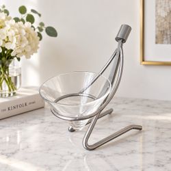 Apel Designworks Dum Dum Server Clear Glass Serving Bowl & Silver Stand GSDC02-C