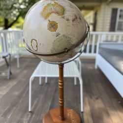 World Globe on Wooden Floor Stand