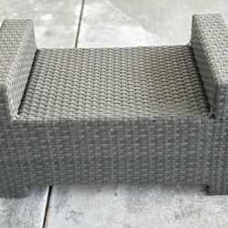 Gray Rattan Ottoman