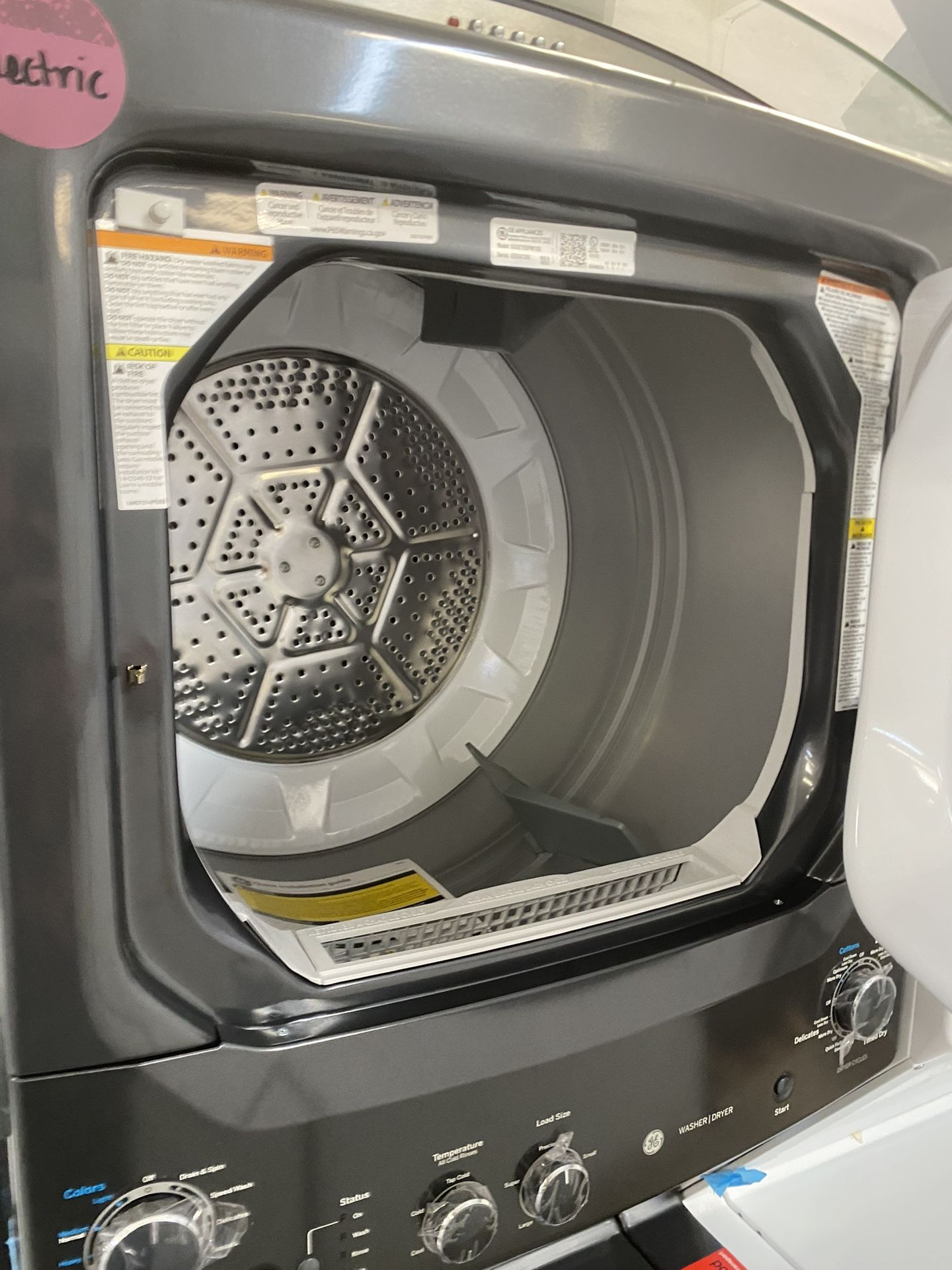 New Ge 27” Stacked Washer & Dryer Electric