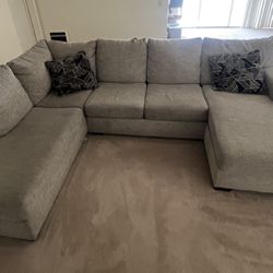 Large Grey And Black Sectional Couch