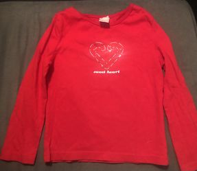 Girl’s Christmas Candy Cane Rhinestone Red Long Sleeve Shirt Size 4-5 Sweet Heart