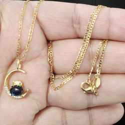 14k Gold Plated Blue Crystal necklace