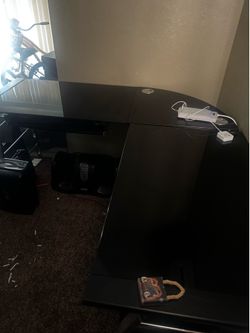 L shaped black desk