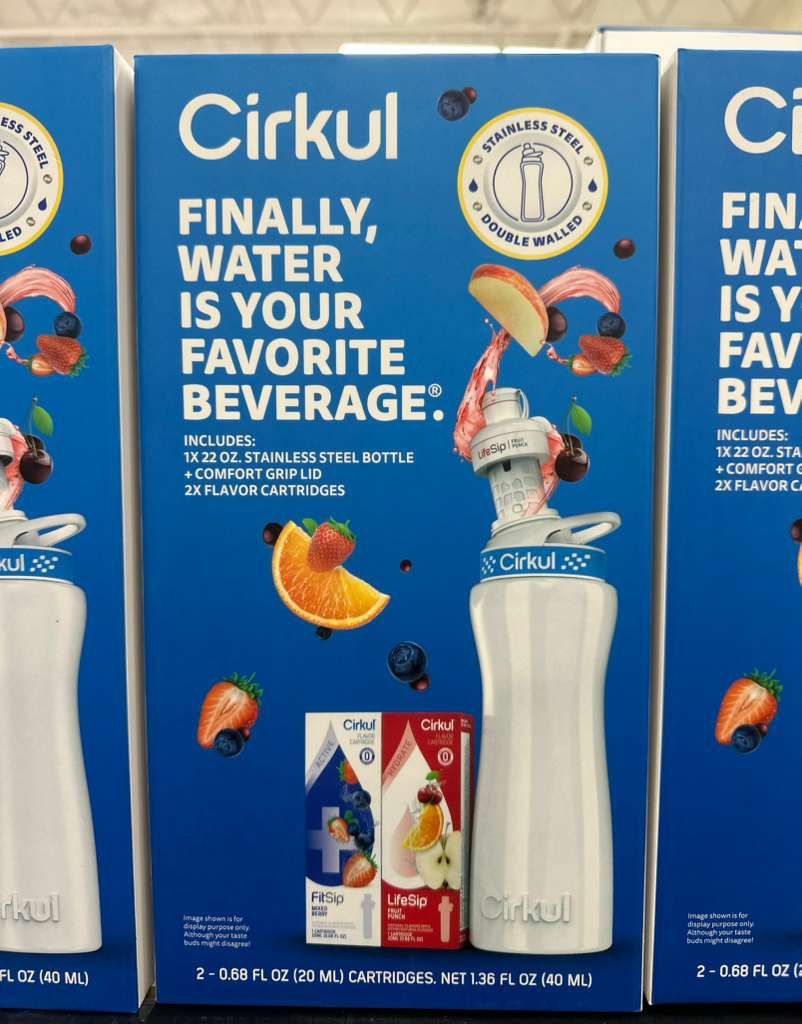 Cirkul Stainless Steel Water Bottle With 2 Flavor Cartridges