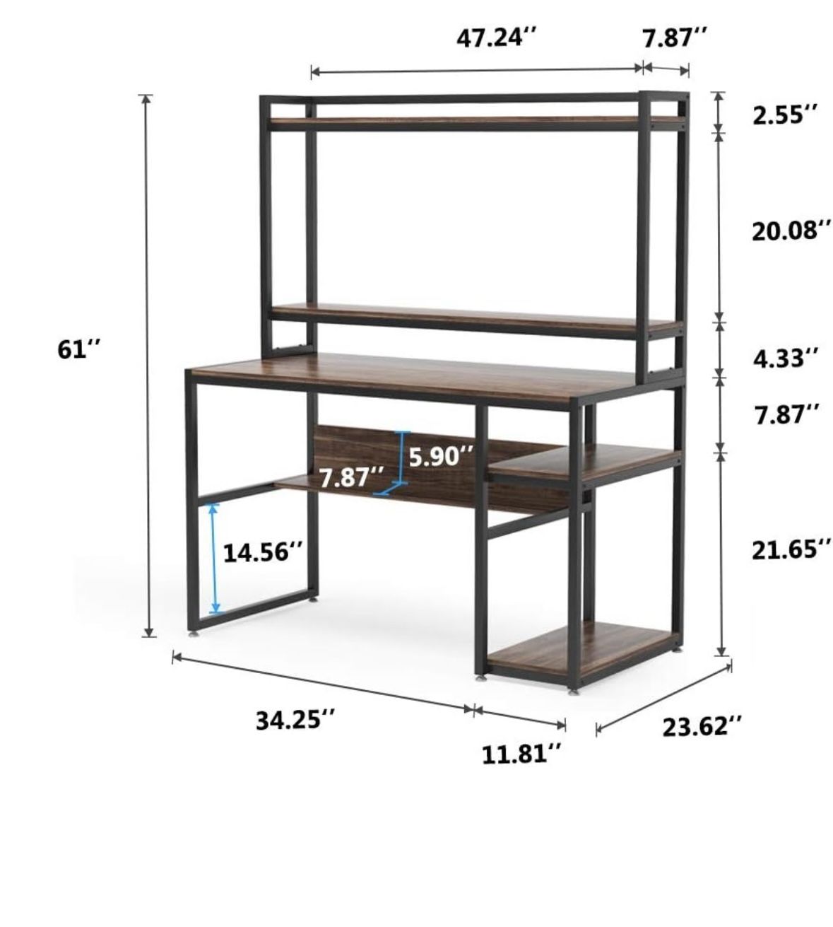 47” Tribesigns Computer Desk with Hutch and Shelves