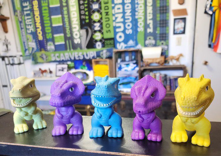 Five Rubber Dinosaur Figures