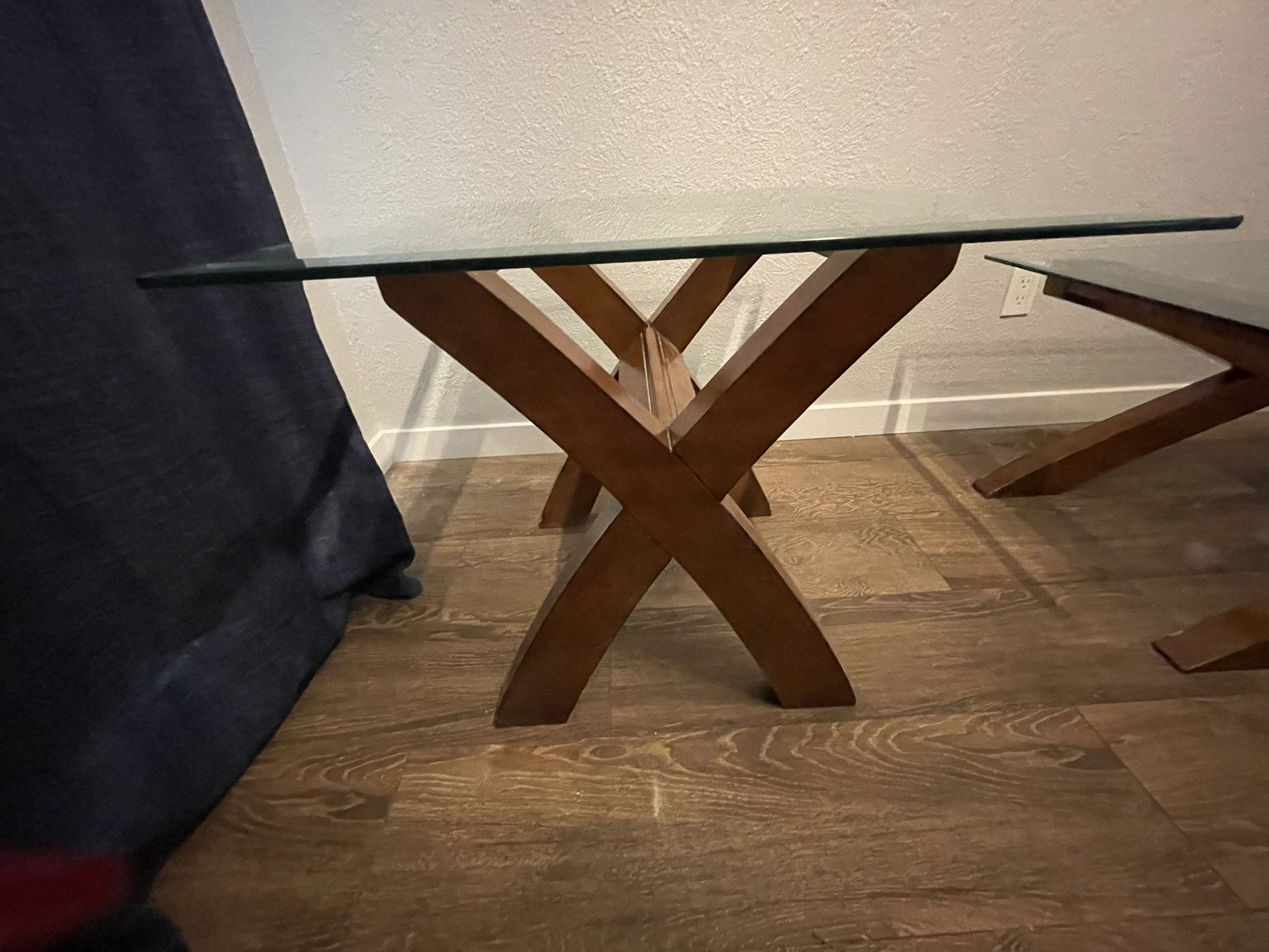 Wood Side Table With Glass Top