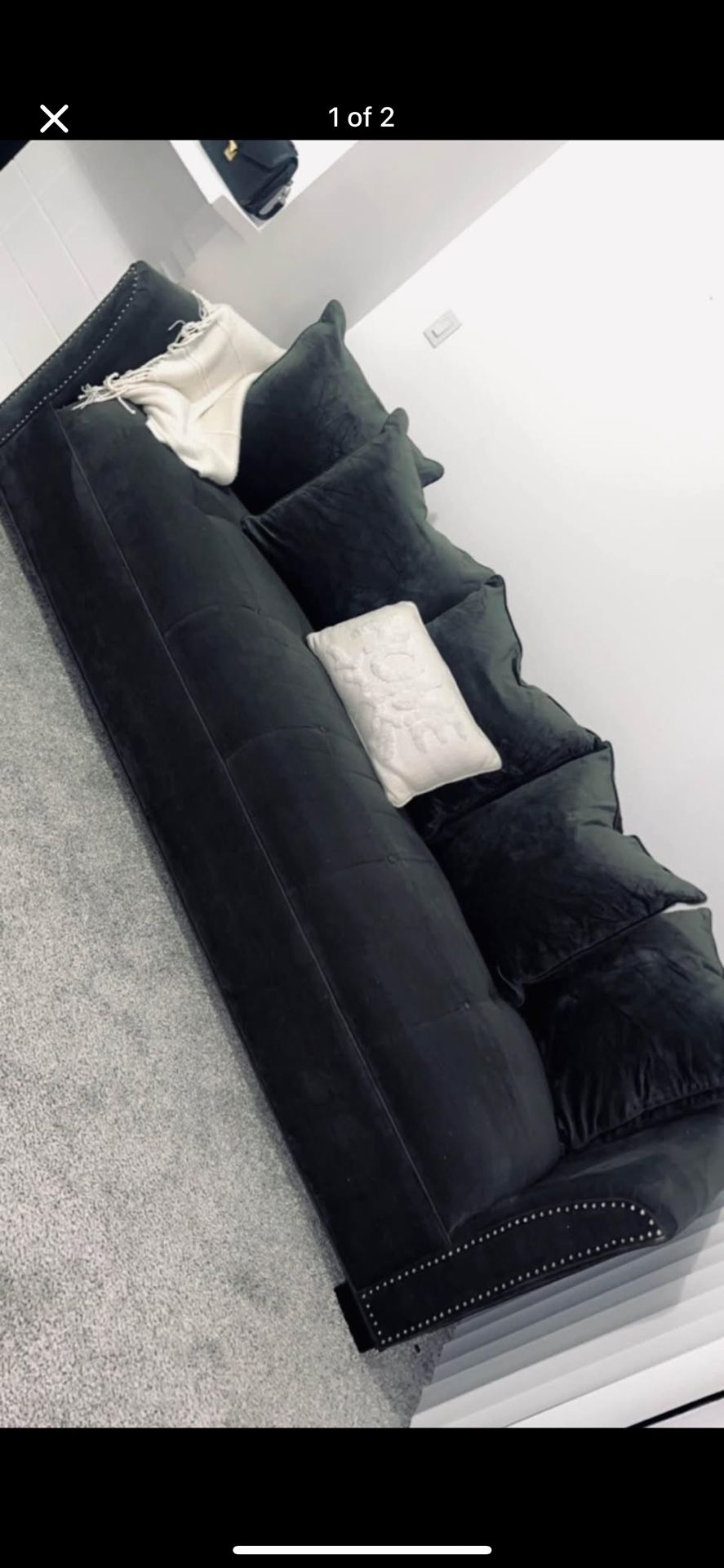 Glam Black Velvet Couch – Deep, Luxe, & Comfy