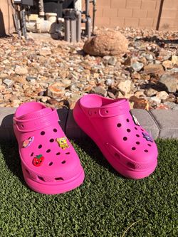 Pink Crocs Crush Clogs